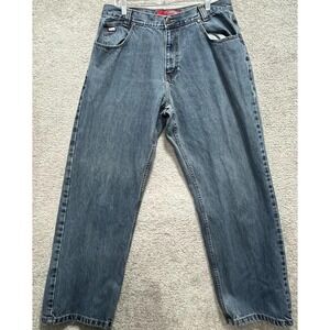 Mecca Jeans Pants Men's 36x34 Blue Solid Baggy Street Hi Hop 5-Pocket Loose